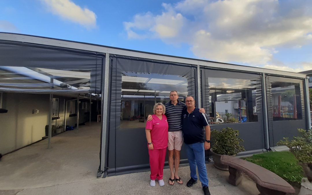 Great News. The canvas enclosure for the Guardians of Hope children’s home is finished!